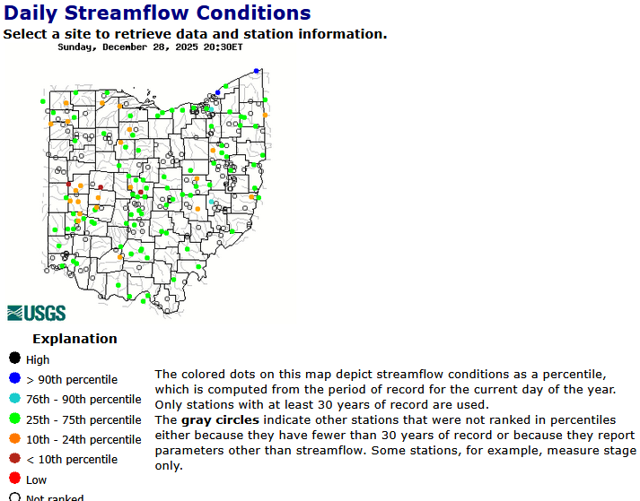 ohio stream flow map